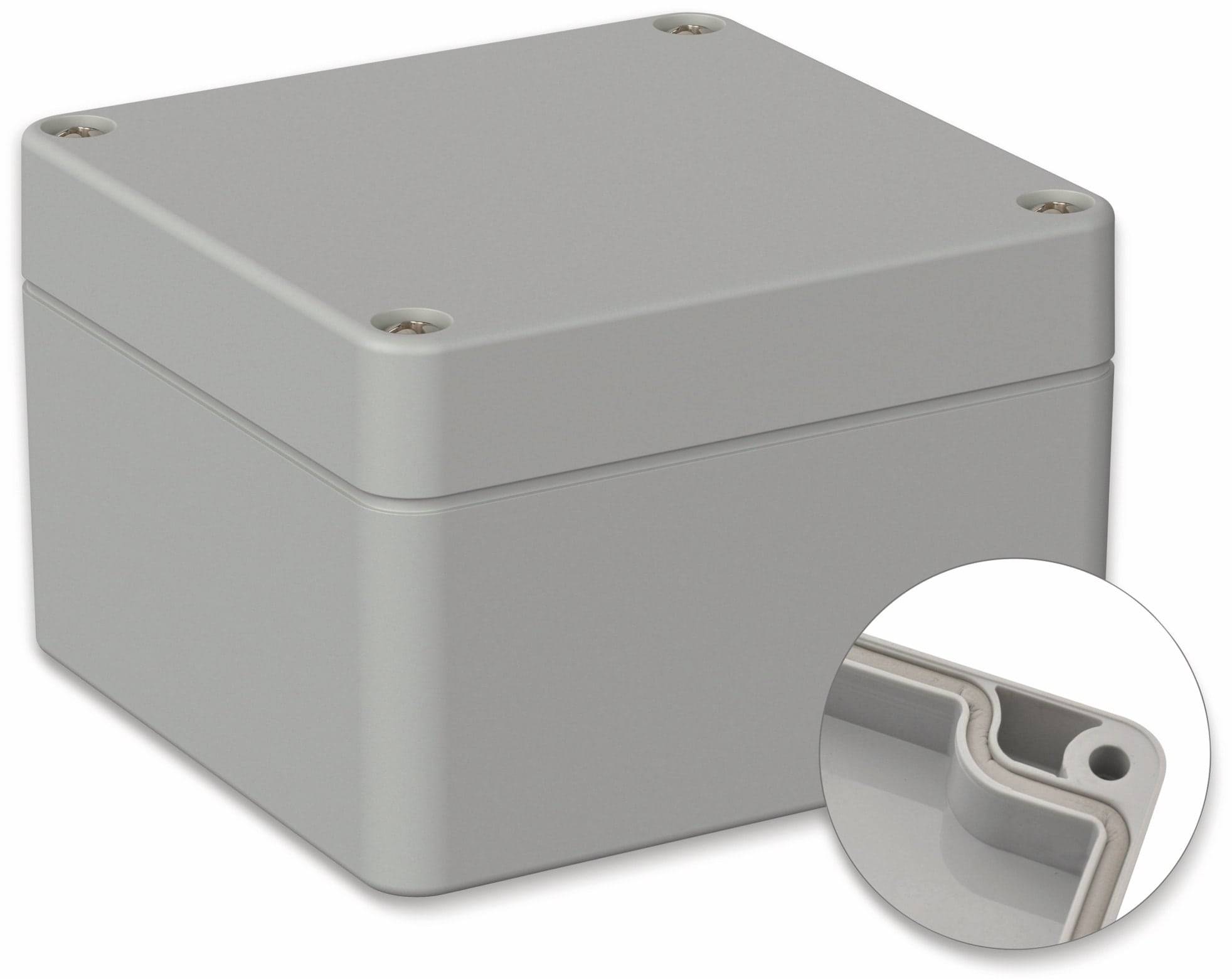 POLLIN, Polycarbonat Gehäuse, 82 x 80 x 55 mm, IP66, Lichtgrau