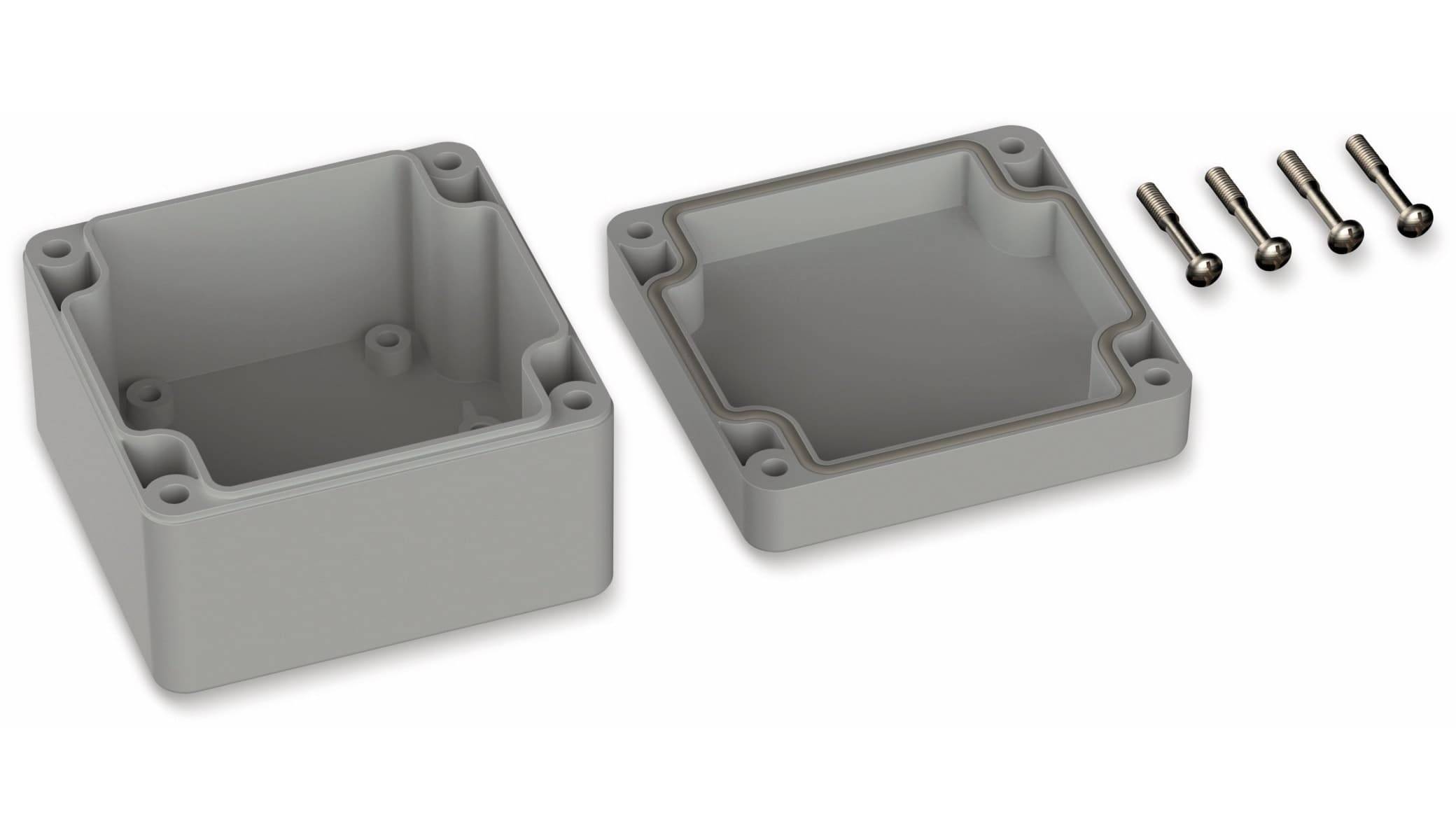 POLLIN, Polycarbonat Gehäuse, 82 x 80 x 55 mm, IP66, Lichtgrau