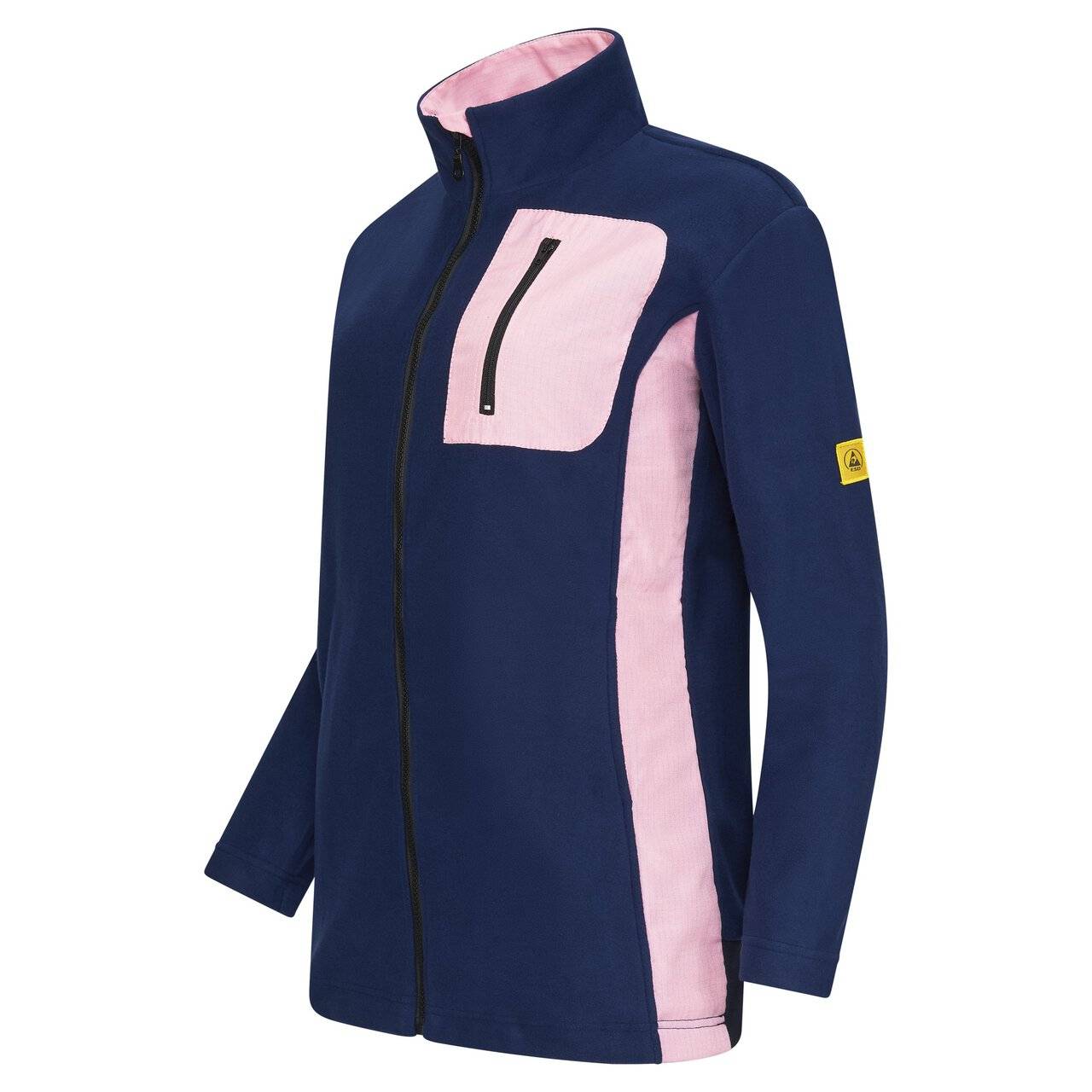 ESD-Fleecejacke mit langem Zip, Damen, marineblau/pink, XS