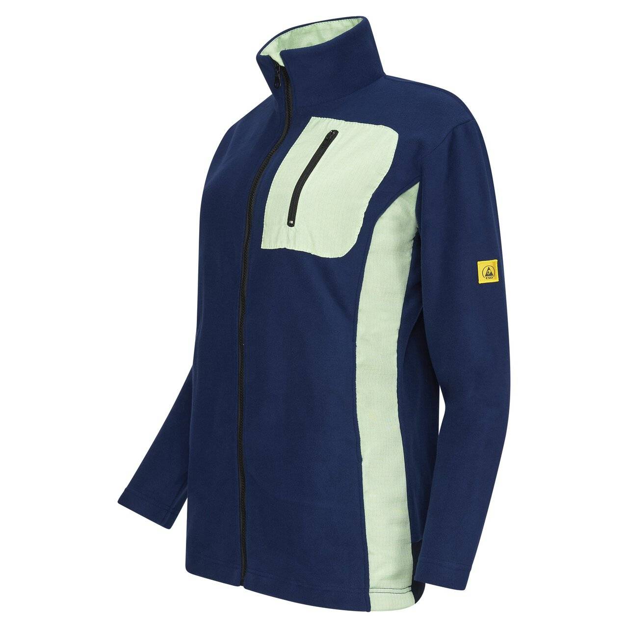 ESD-Fleecejacke mit langem Zip, Damen, marineblau/mint, S
