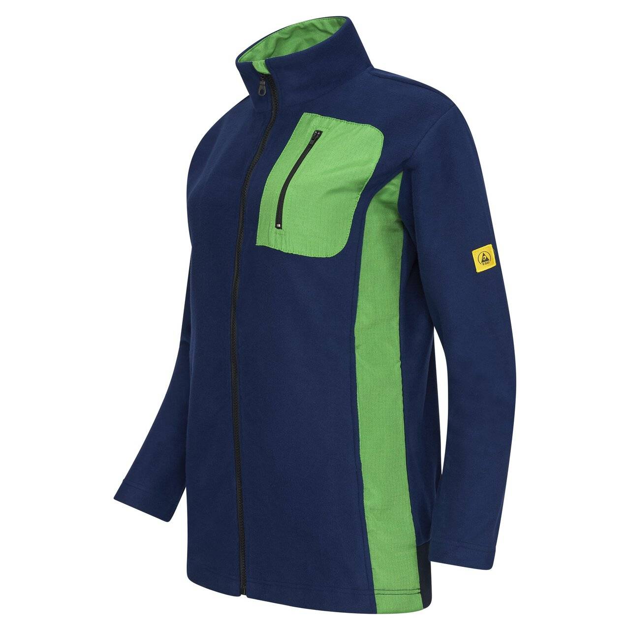 ESD-Fleecejacke mit langem Zip, Damen, marineblau/grün, XS