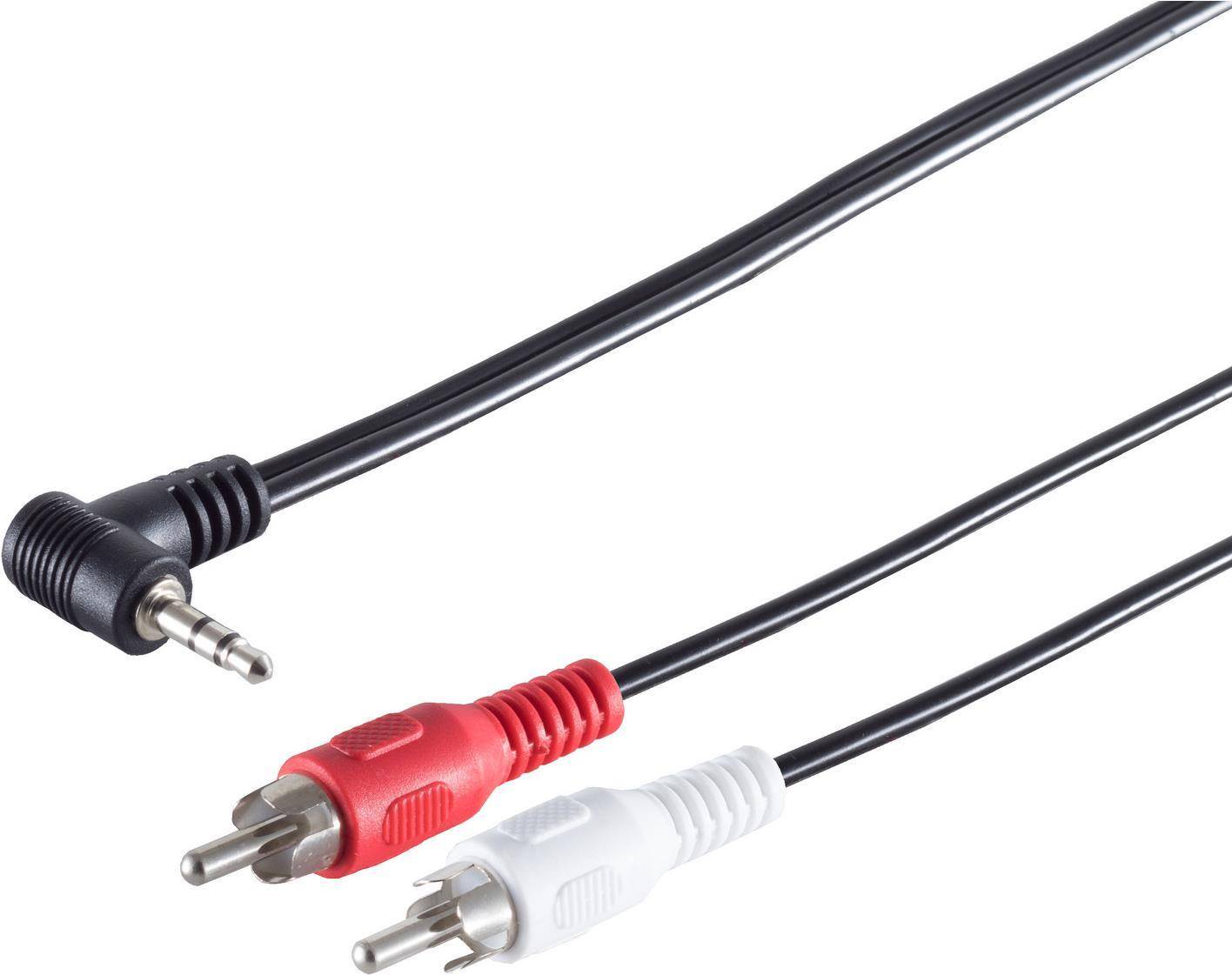 Klinke Cinch Kabel-Winkel-Klinkenstecker 3,5mm Stereo auf 2 Cinchstecker, 1,5m