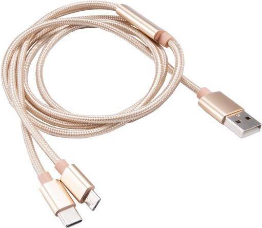 Akasa AK-CBUB42-12GL - 1,2 m - USB A - USB C/Micro-USB B - USB 2.0 - 480 Mbit/s