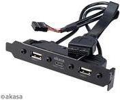 Akasa Cavo adattatore interno da USB 3.0/2.0 a USB-C esterno e 2x USB 2.0 Tipo-A - 40 cm nero (AK-CBUB53-40BK)