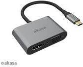 Akasa USB Typ C 2-In-1 Display-Adapter - silber - Adapter - Digital/Daten