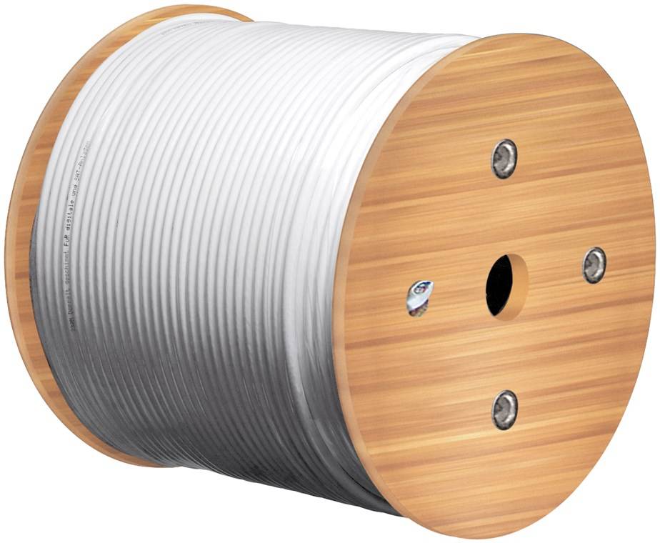 Goobay 74022 SAT Koaxialkabel 120 dB / Antennenkabel Meterware / 4-fach geschirmt / Satellitenkabel CCS / Weiß / 500m
