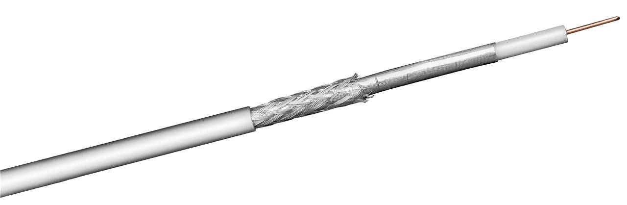 goobay Koax Kabel StaKu 100 2 x geschirmt Class auf Plastik Spule weiß 250 m