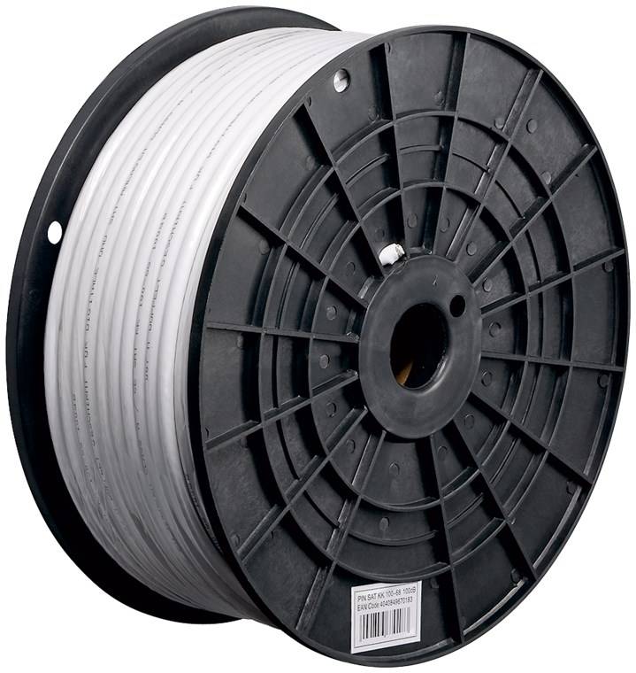 goobay Koax Kabel StaKu 100 2 x geschirmt Class auf Plastik Spule weiß 250 m