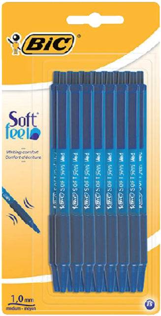 Bälle BIC Soft Feel Clic Grip Blue Medium Blase bis 15st