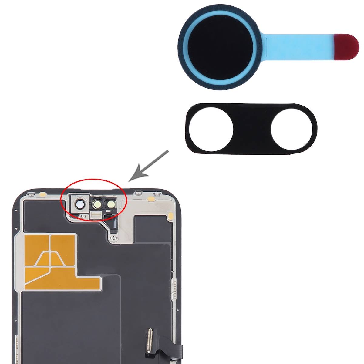 LCD Dichtungsaufkleber Front Kamera für iPhone 14 Pro / 14 Pro Max