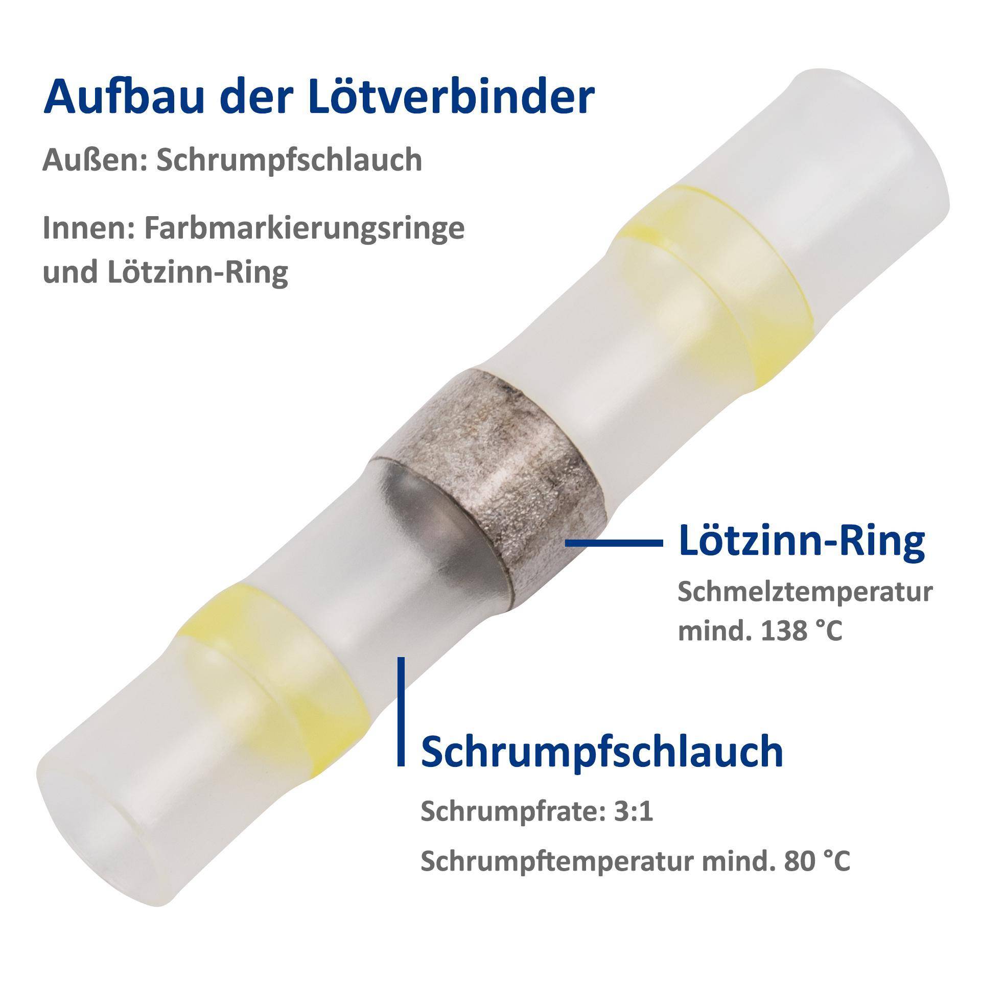 Lötverbinder, 6mm, gelbe Markierung, 4,0-6,0mm² Kabel, 10er-Pack