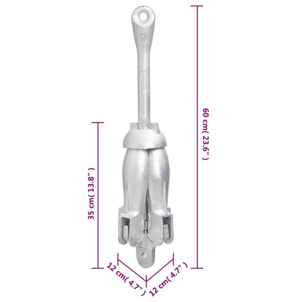 vidaXL Klappanker Silber 8 kg Feuerverzinktes Gusseisen