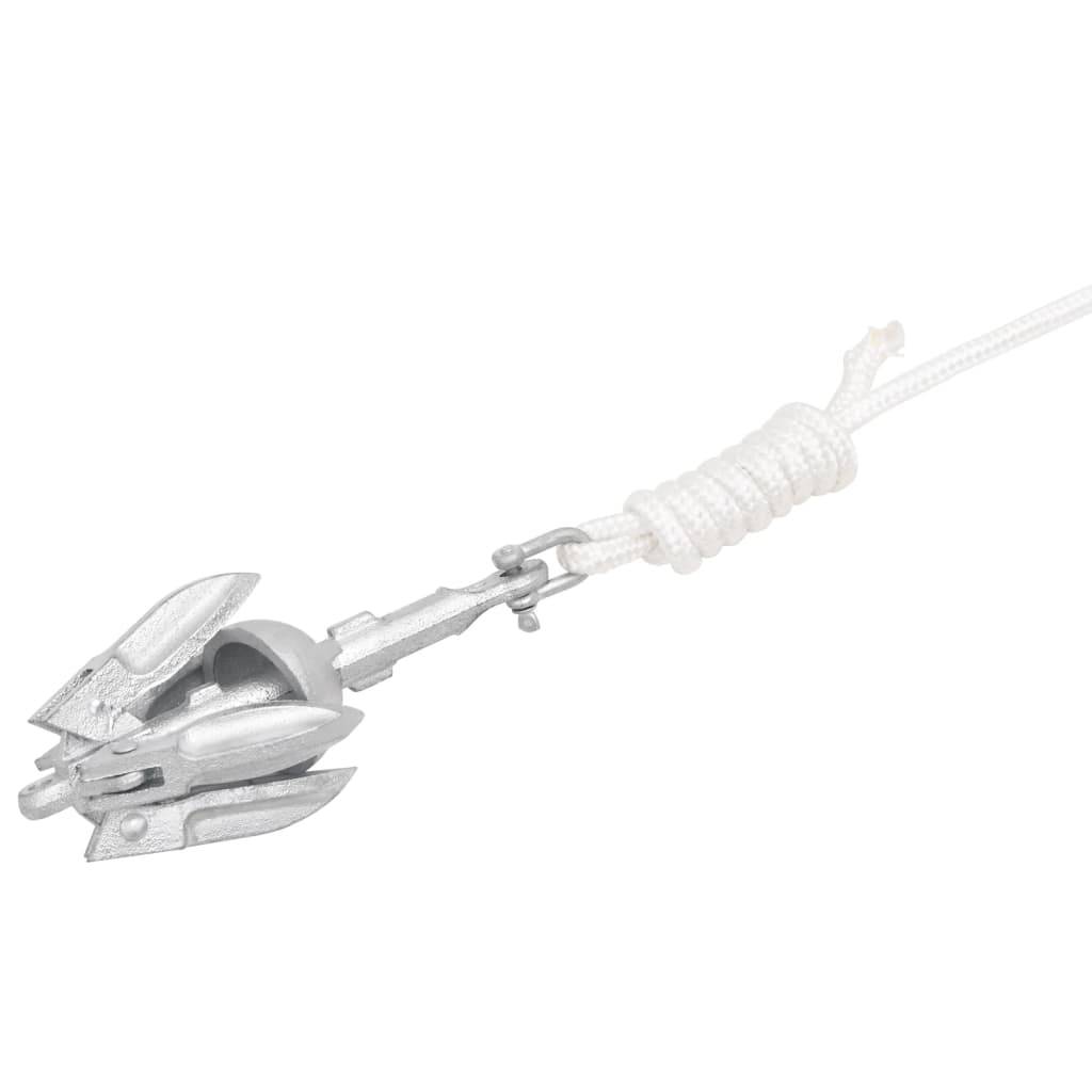 vidaXL Klappanker mit Seil Silber 0,7 kg Feuerverzinktes Gusseisen