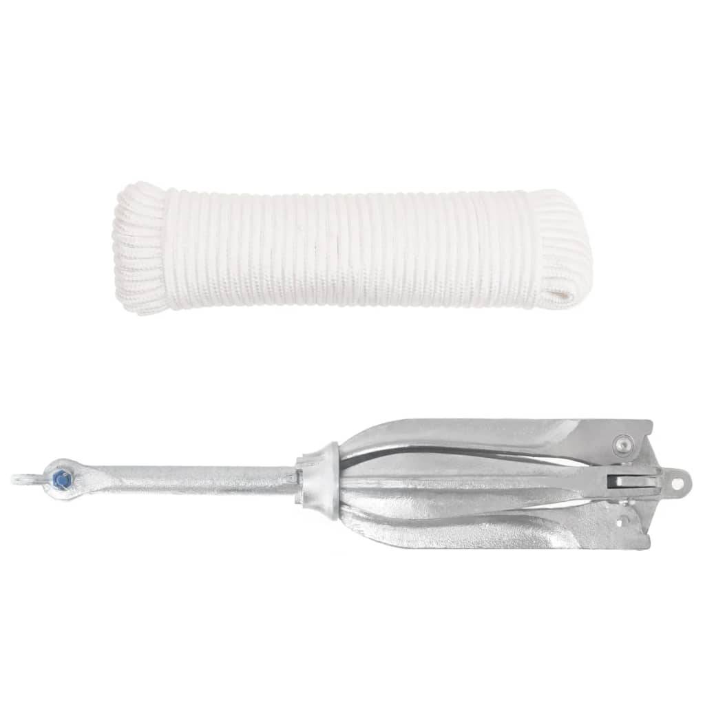 vidaXL Klappanker mit Seil Silber 12 kg Feuerverzinktes Gusseisen