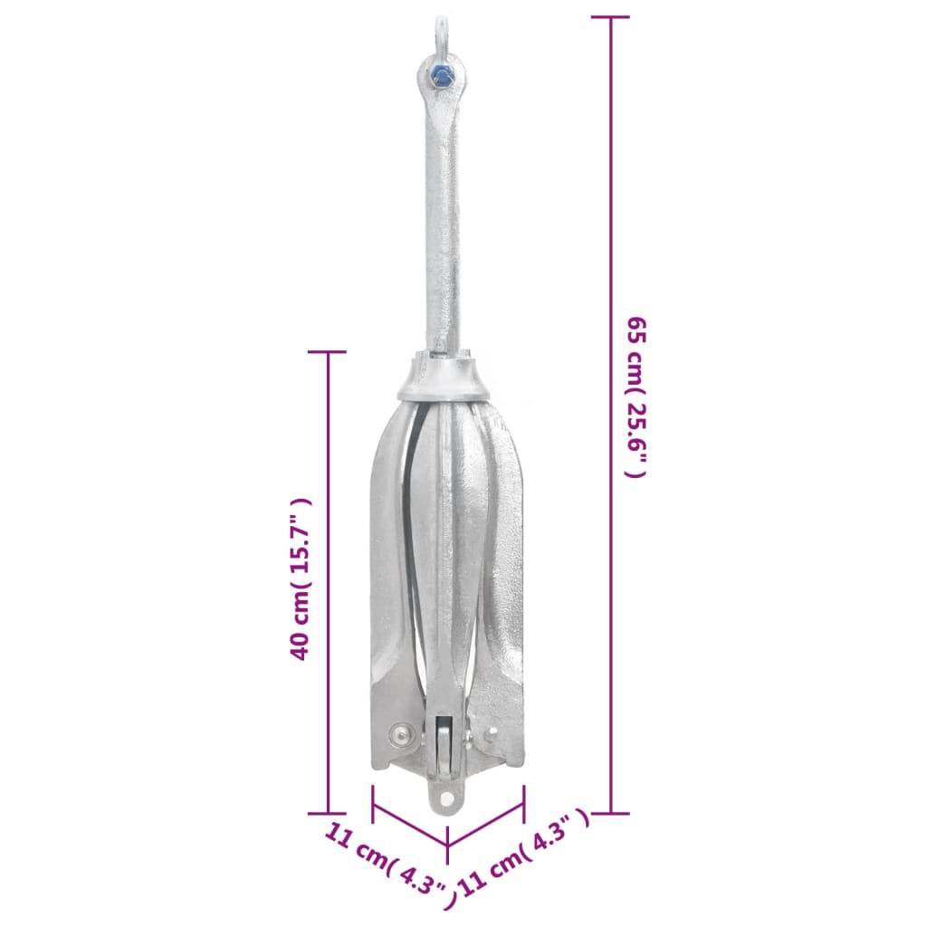 vidaXL Klappanker Silber 10 kg Feuerverzinktes Gusseisen