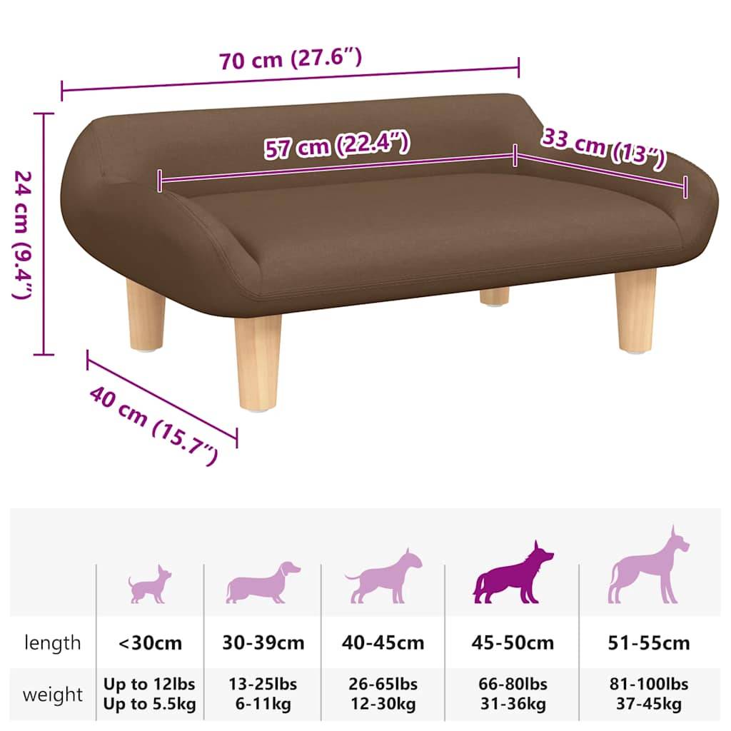 vidaXL Hundebett Braun 70x40x24 cm Stoff