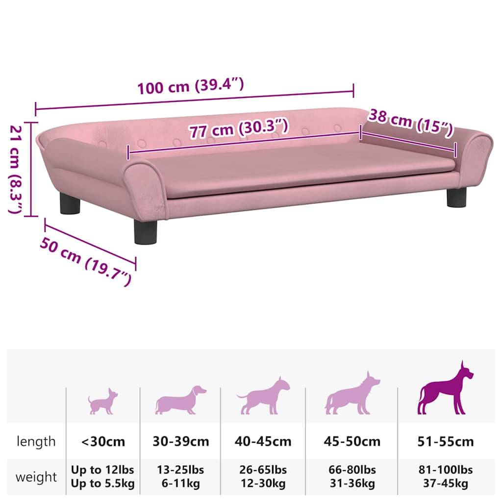 vidaXL Hundebett Rosa 100x50x21 cm Samt