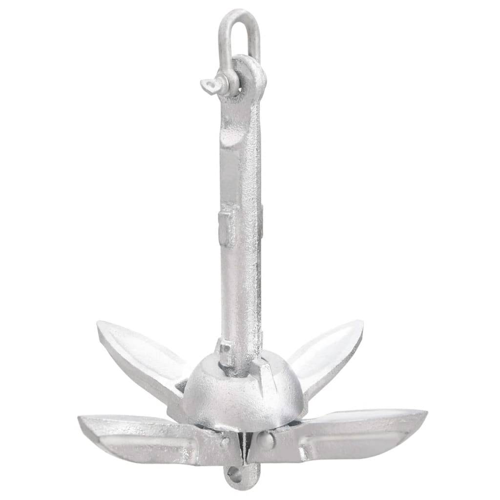 vidaXL Klappanker Silber 0,7 kg Feuerverzinktes Gusseisen