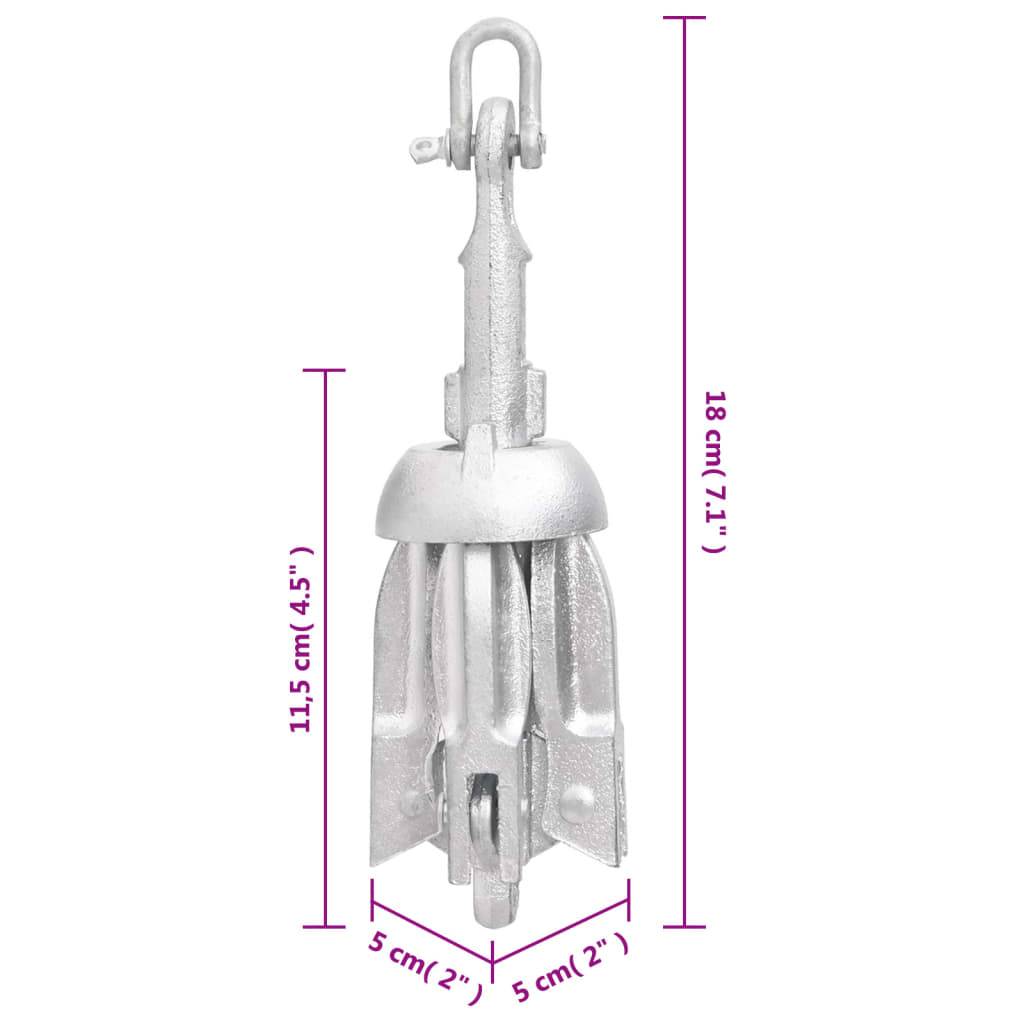 vidaXL Klappanker Silber 0,7 kg Feuerverzinktes Gusseisen