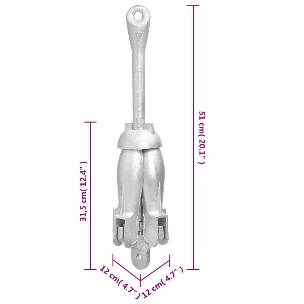 vidaXL Klappanker Silber 6 kg Feuerverzinktes Gusseisen