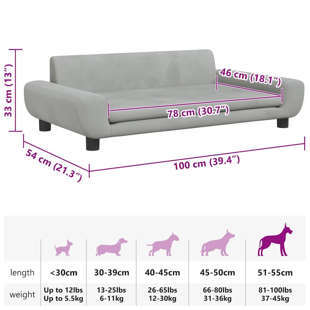 vidaXL Hundebett Hellgrau 100x54x33 cm Samt