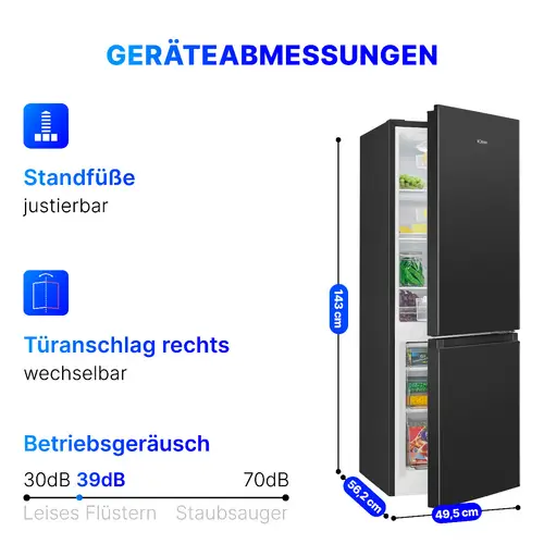 Bomann Kühl-/Gefrierkombination KG 322.1 schwarz 175 Liter Bomann Kühl-/Gefrierkombination KG 322.1 schwarz 175 Liter