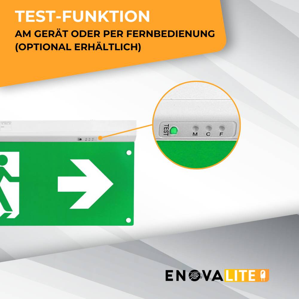 ENOVALITE LED Fluchtwegleuchte 4in1 Notleuchte mit Notstromeinheit TEST Funktion Notbeleuchtung Decken- und Wandmontage