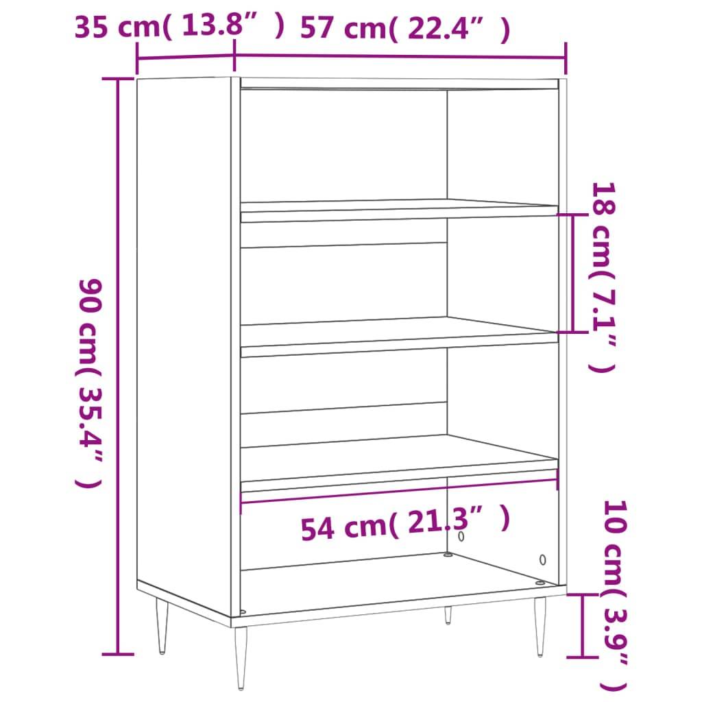 vidaXL Highboard Schwarz 57x35x90 cm Holzwerkstoff