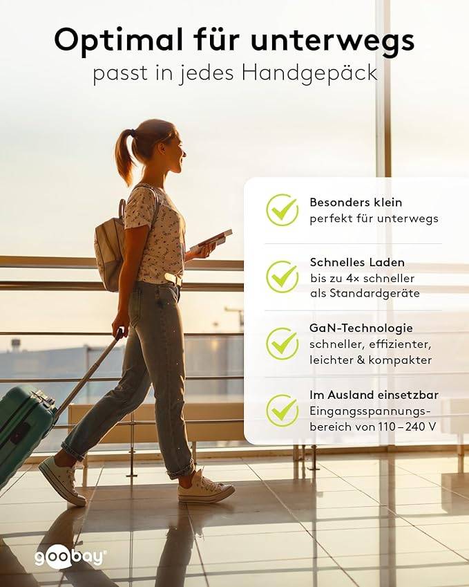 Goobay 65331 Nano USB-C Netzteil 45W / Power Delivery Charger / Universal Ladegerät Handy / USB Typ C Adapter / Schwarz