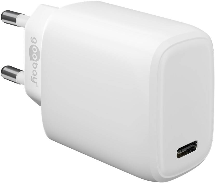 Goobay 65406 USB-C Netzteil 20W / Power Delivery Charger / Universal Ladegerät Handy & Tablet / Mini GaN Adapter / Weiß