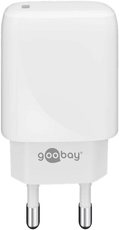 Goobay 65406 USB-C Netzteil 20W / Power Delivery Charger / Universal Ladegerät Handy & Tablet / Mini GaN Adapter / Weiß