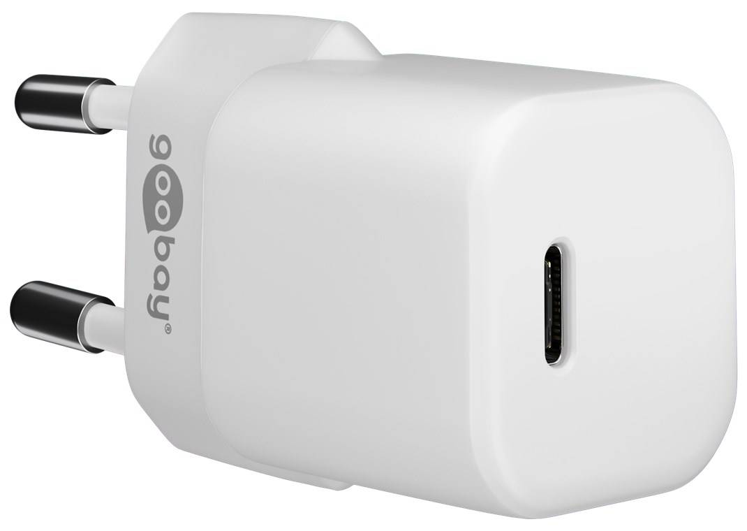 Goobay 65404 Nano USB-C Netzteil 20W / Power Delivery Charger / Universal Ladegerät USB C / Mini GaN Adapter / Weiß