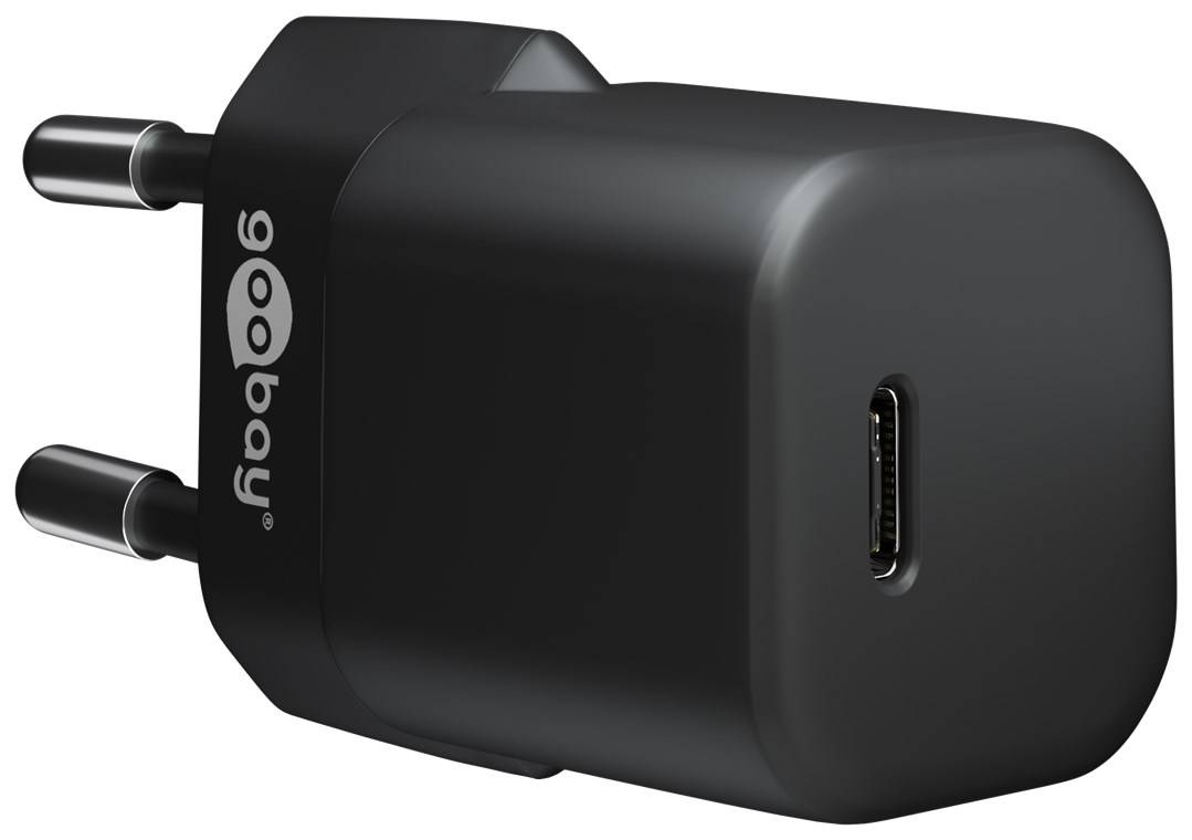 Goobay 65403 Nano USB-C Netzteil 20W / Power Delivery Charger / Universal Ladegerät USB C / Mini GaN Adapter / Schwarz