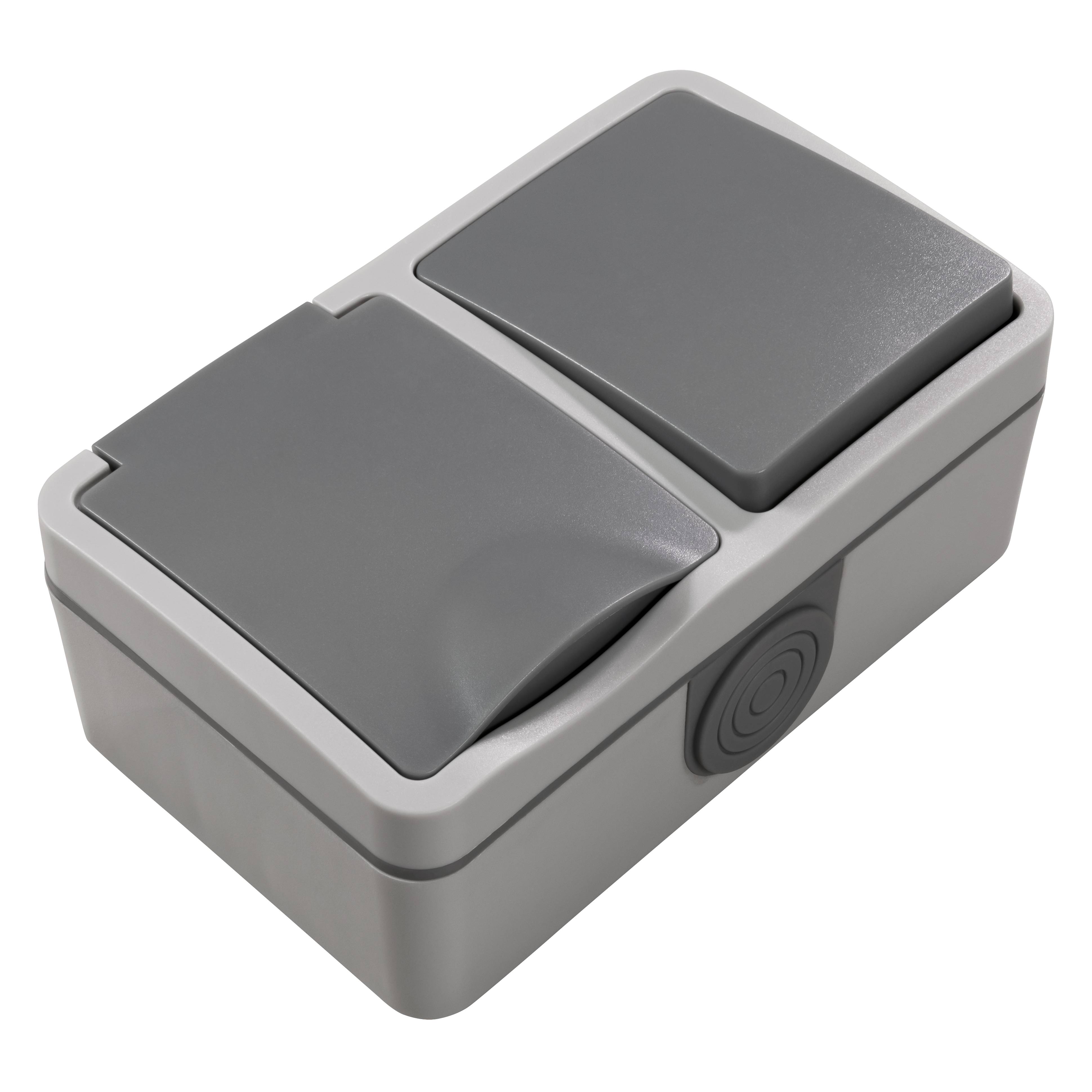 Feuchtraum Kombi-Dose McPower "Fix",Schalter+Steckdose,Steckanschluss, 250V~, AP