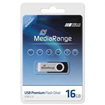 USB-Stick 16GB MediaRange, schwarz 16GB, schwarz/silber16 GB - USB 2.0