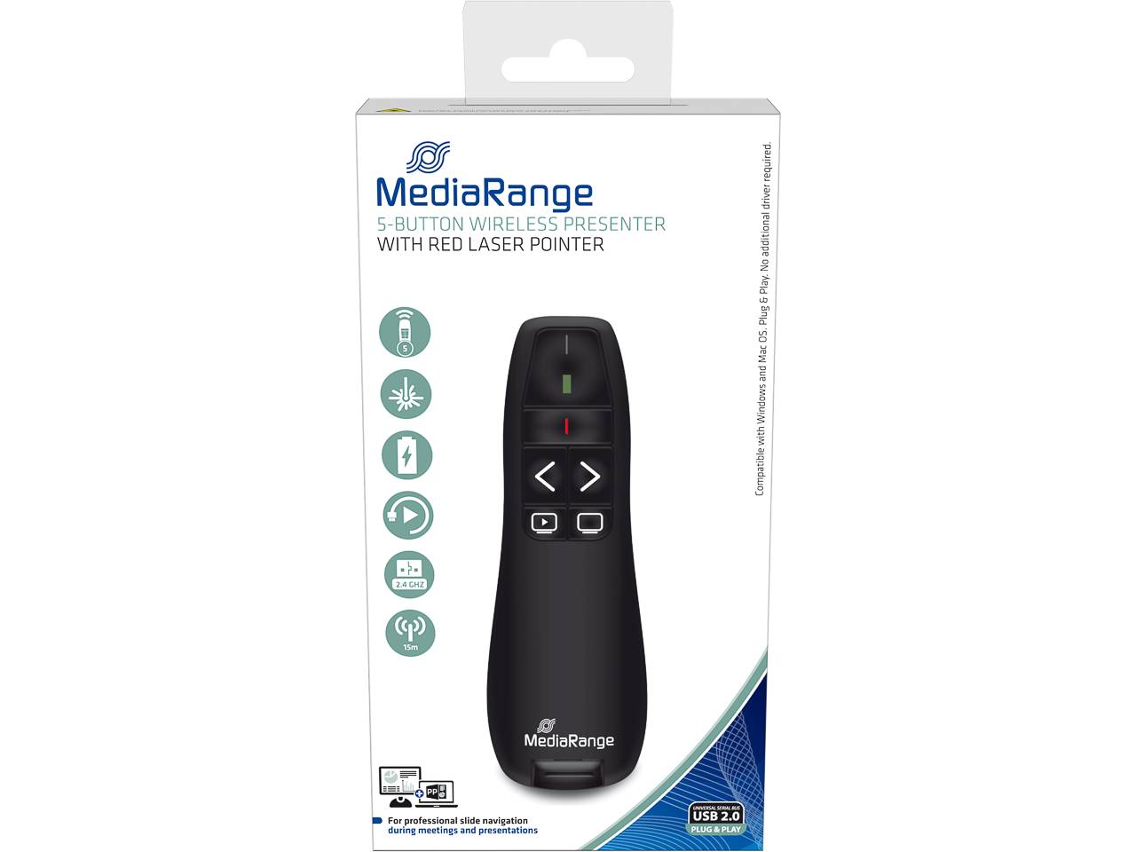 Mediarange Präsentationshilfe Kabellos Mros220 5Tasten Inkl. Laserpointer