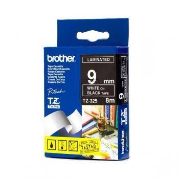 TZe-325 Brother P-touch 9mm Schw-Weiss Schriftband 8m Laminiert