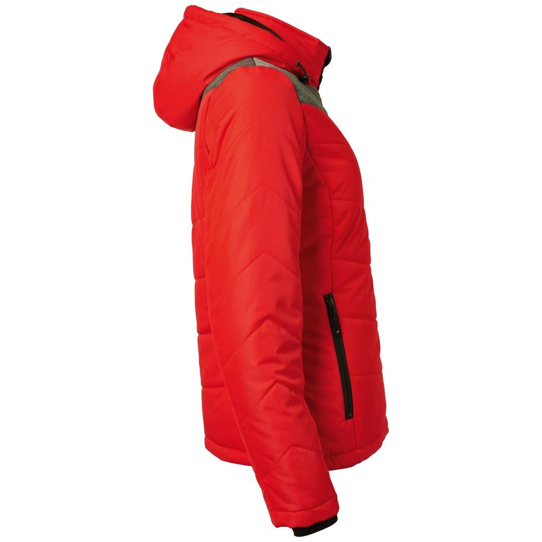 James & Nicholson sportliche Winterjacke mit Kapuze JN1133 Gr. S rot/anthrazit-melange
