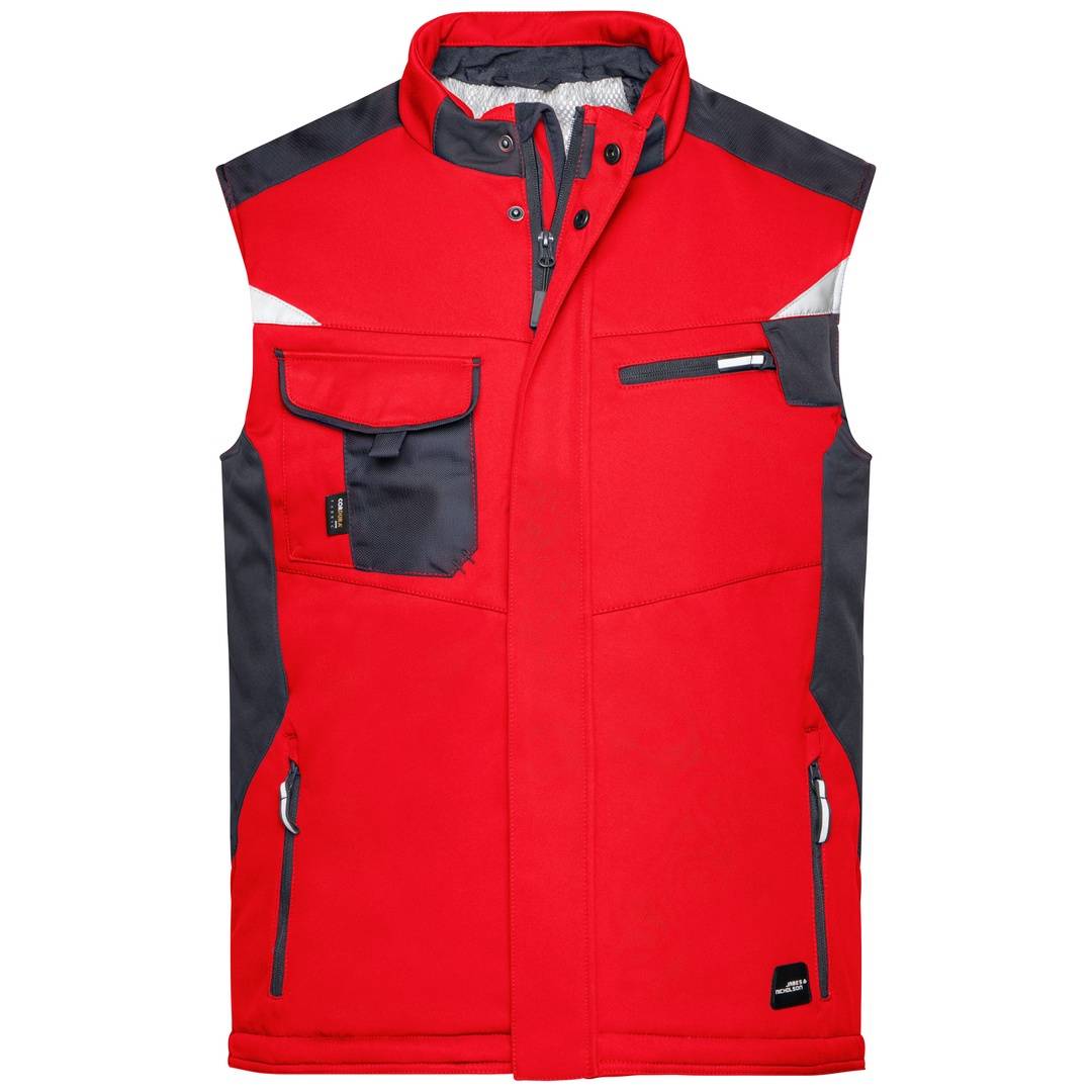 James & Nicholson Professionelle Softshellweste mit Innenfutter JN825 Gr. S red/black
