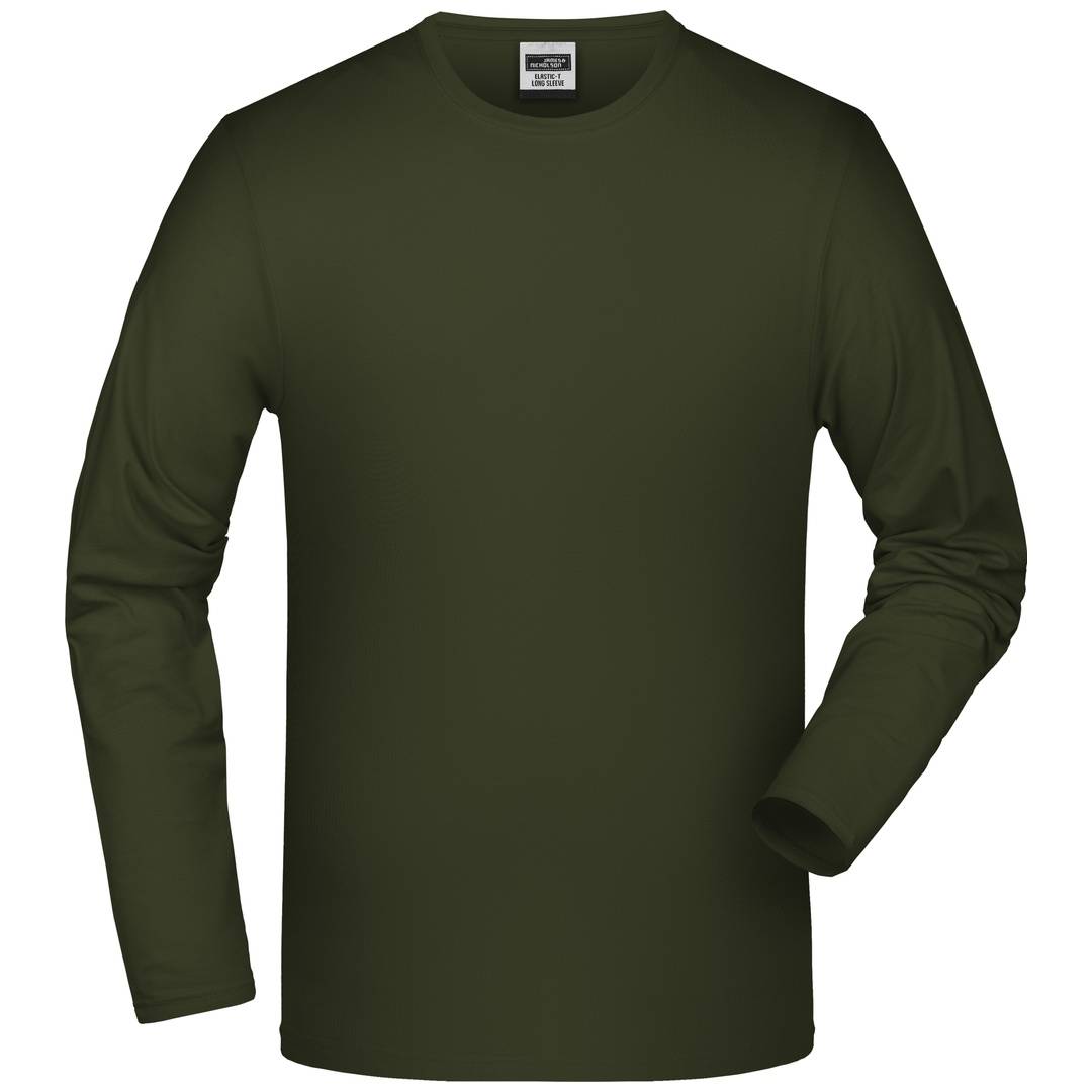 James & Nicholson Langarmshirt Herren JN056, Gr. L olive