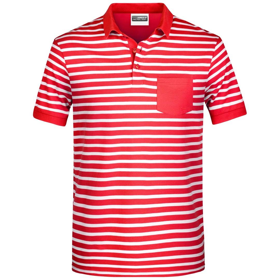 James & Nicholson Poloshirt Maritim Herren 8030 Gr. 3XL red/white