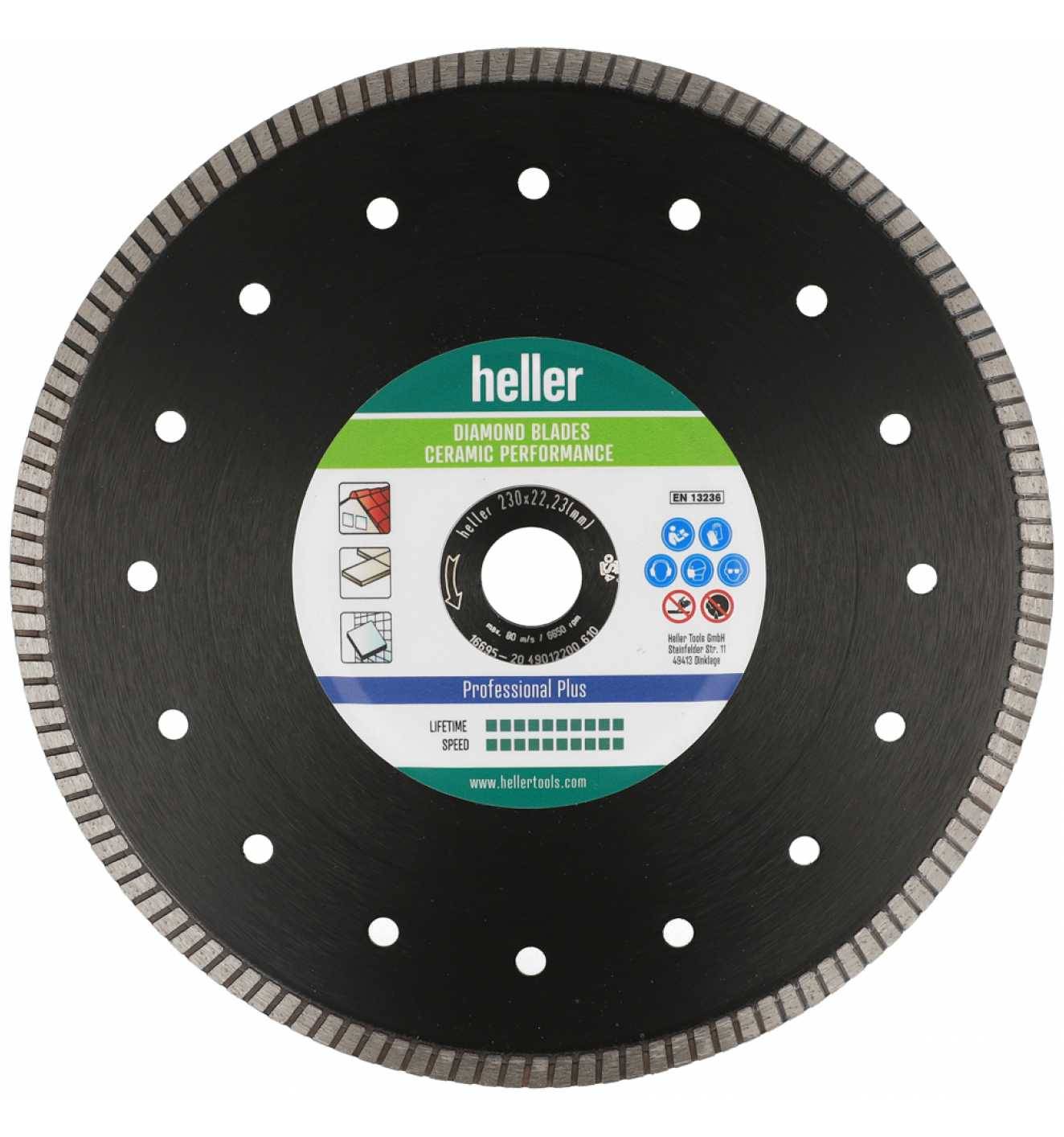 Heller Tools 29918 Diamanttrennscheibe Durchmesser 230mm Bohrungs-Ø 22.23mm Dachziegel, Keramik 1St.