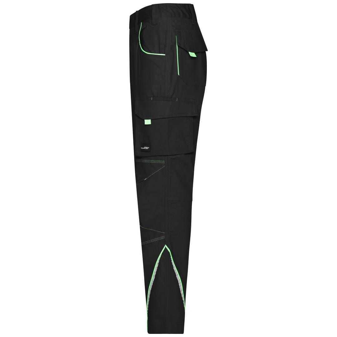 James & Nicholson Funktionelle Arbeitshose JN847 Gr. 50 black/lime-green