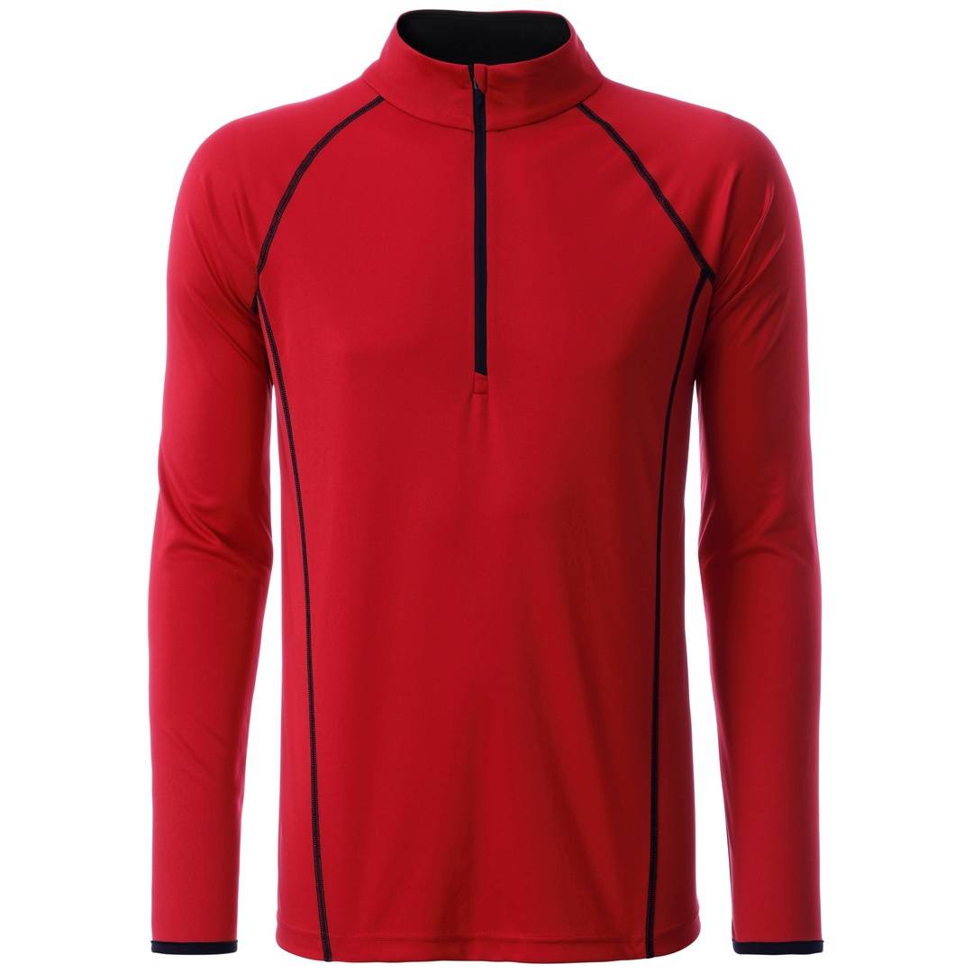 James & Nicholson Langarmshirt Herren JN498 Gr. S red/black