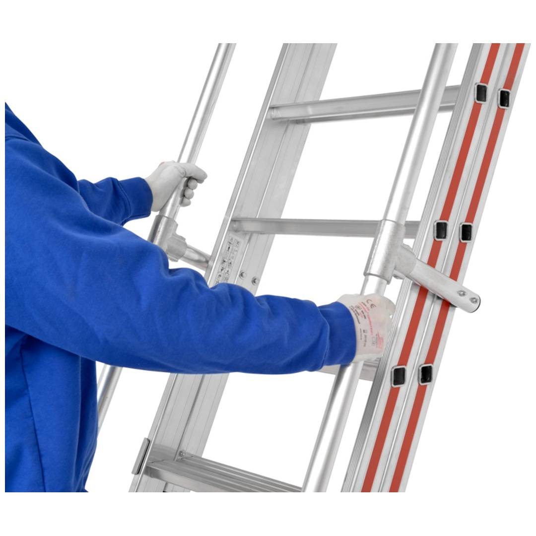 Hymer Einhänge-Schiebeleiter, 2x9 Sprossen, Länge eingef. 2,47 m / ausgef. 3,72 m