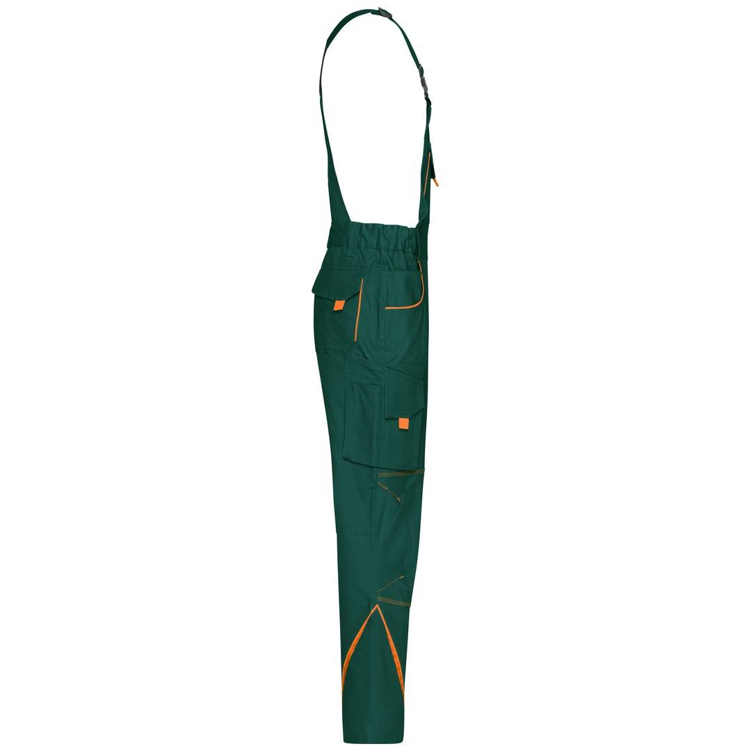 James & Nicholson Funktionelle Latzhose JN848 Gr. 44 dark-green/orange