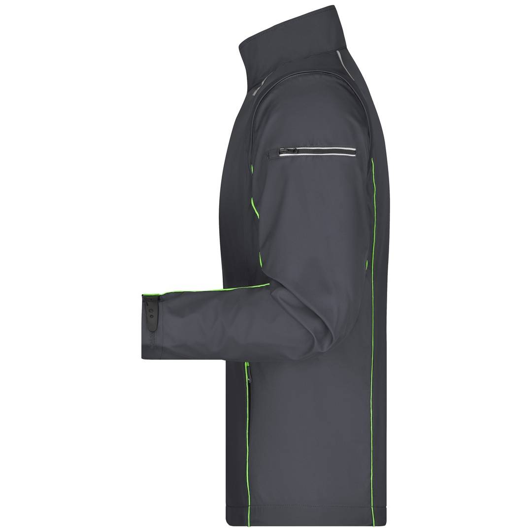 James & Nicholson Herren Zip-Off Softshell Jacke JN1122 Gr. L iron-grey/green