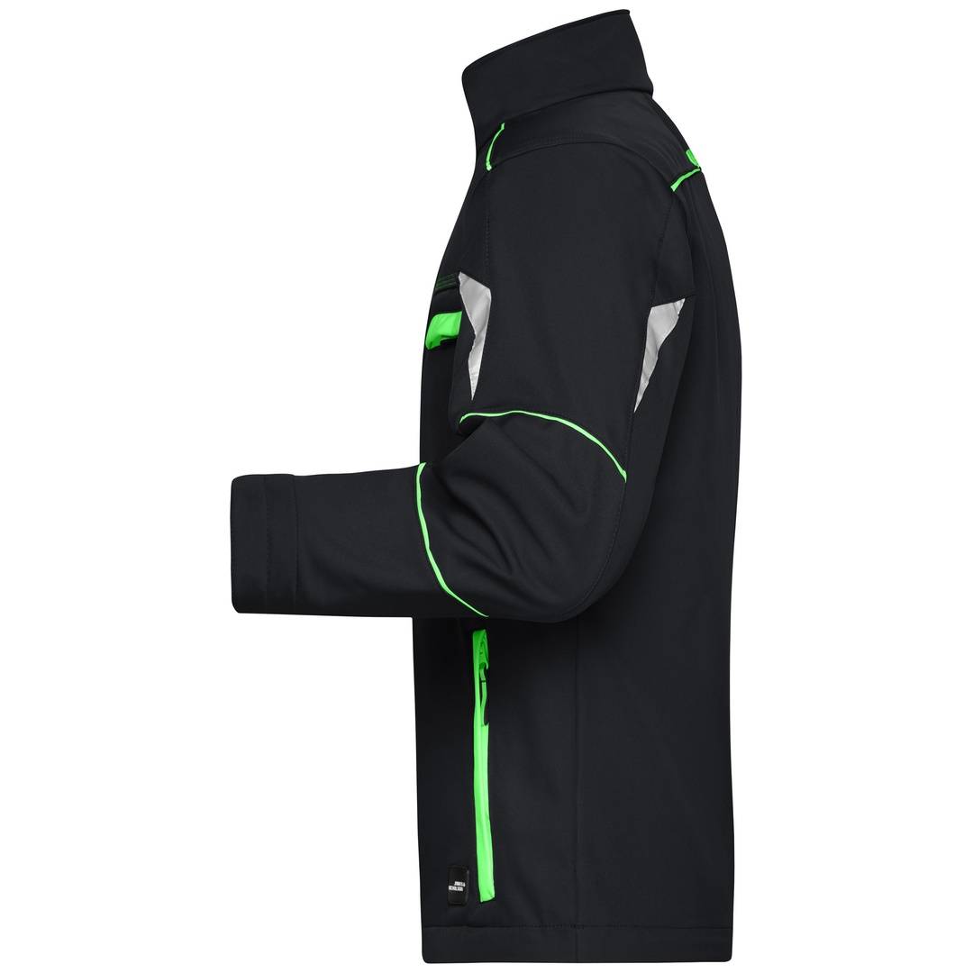 James & Nicholson Wind- und Wasserfeste Softshelljacke JN851 Gr. S black/lime-green