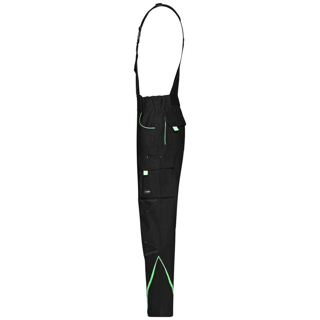 James & Nicholson Funktionelle Latzhose JN848 Gr. 44 black/lime-green