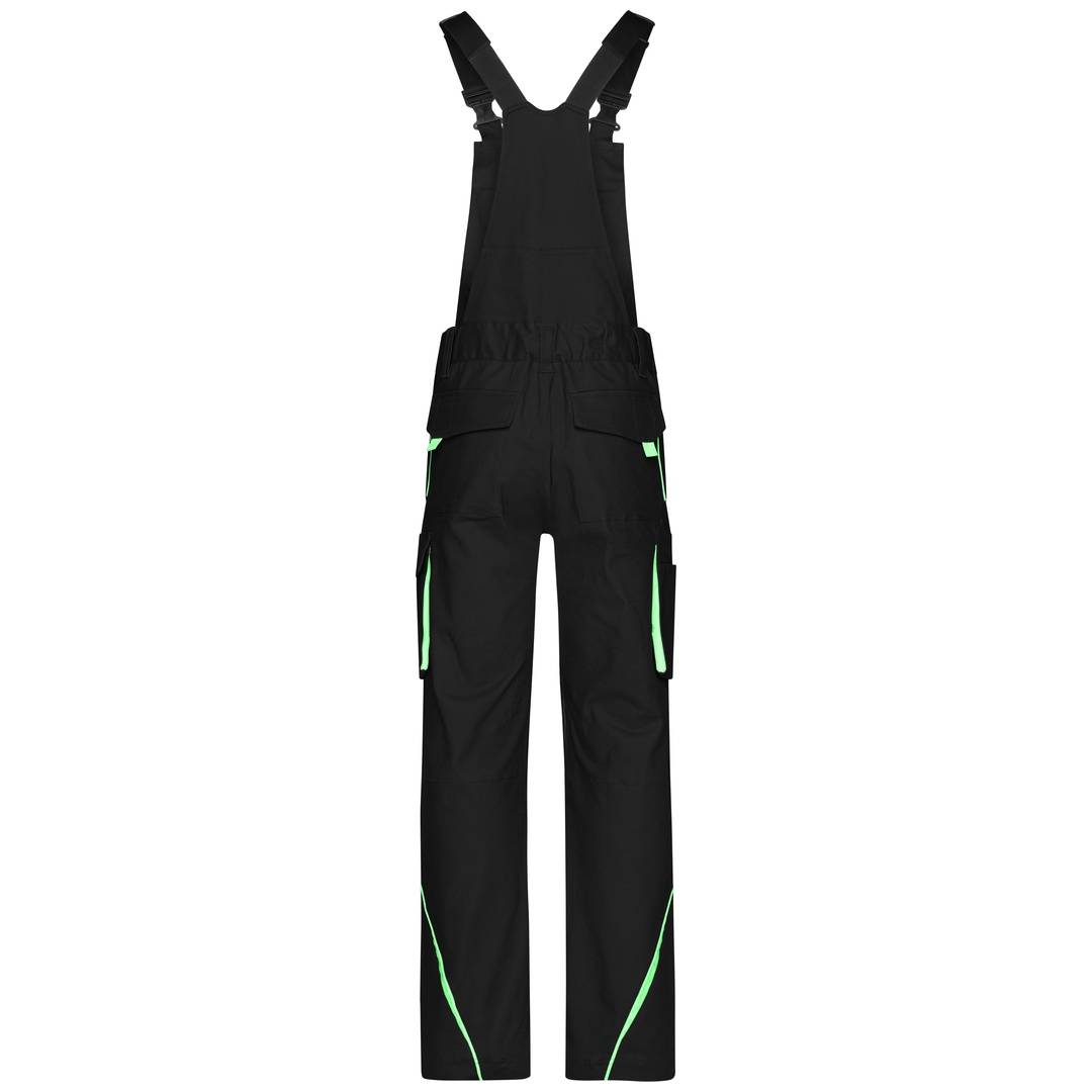 James & Nicholson Funktionelle Latzhose JN848 Gr. 44 black/lime-green
